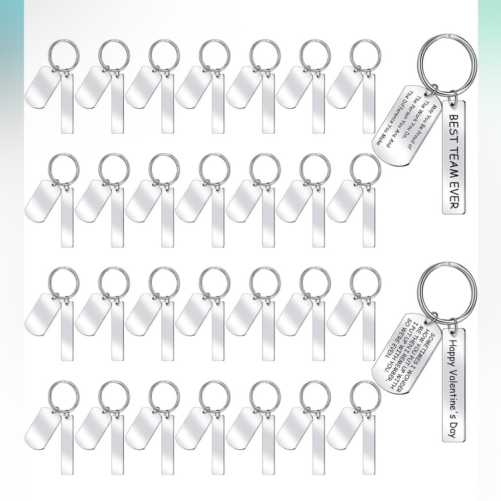 Gisafai 30 Pcs Engravable Stainless Steel Keychain Blank Laser Engraving